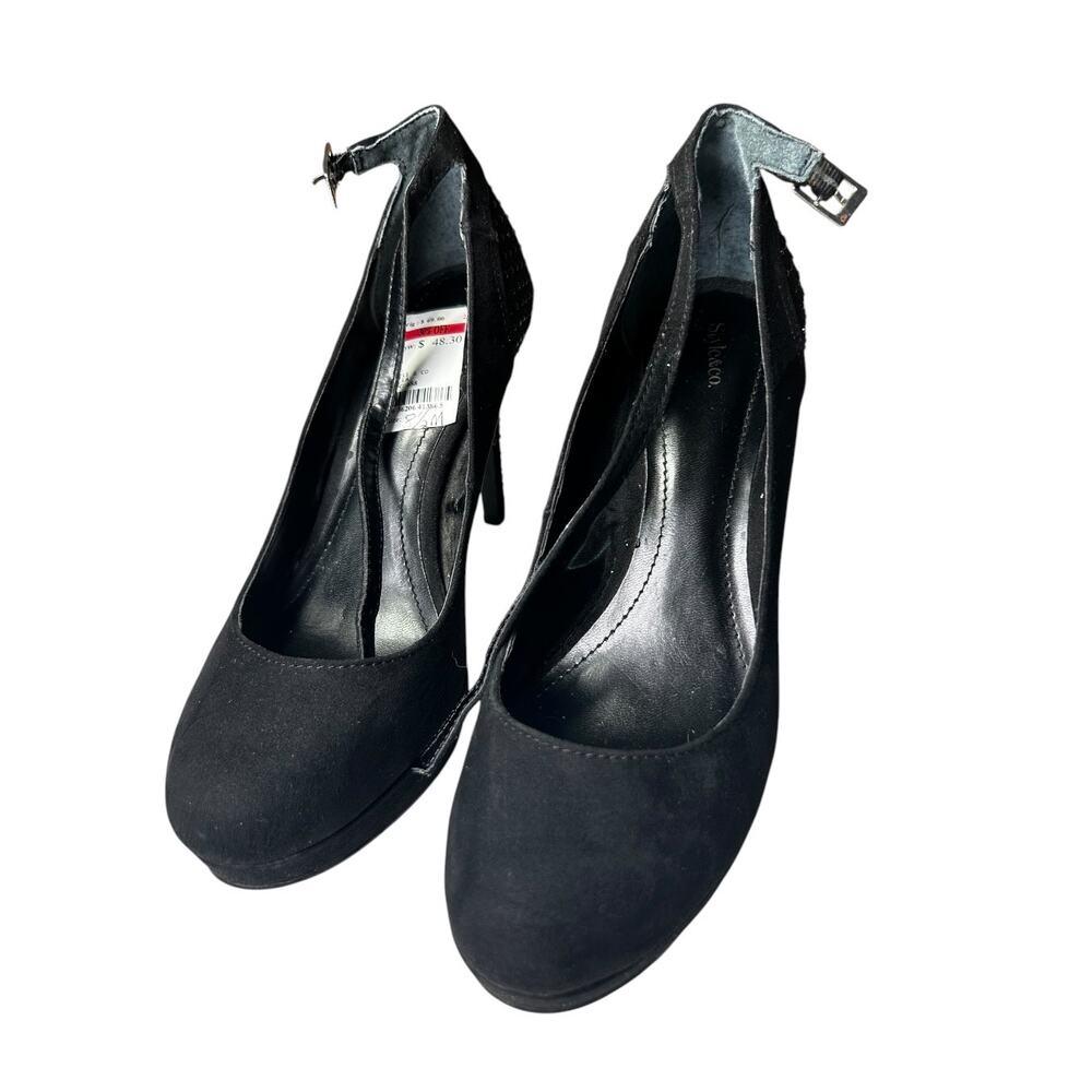 Style & Co Black Rhinestone Platform Pumps Ankle Strap Stiletto Heels Women 8.5M - Picture 8 of 11